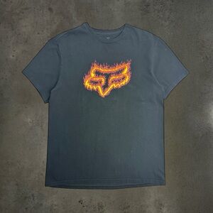 Y2K Fox Racing Motocross Flames Logo Graphic Tee
